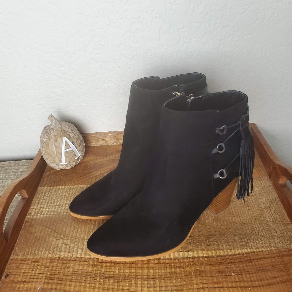 Marc Fisher Ankle Booties Black Leather Size 6.5